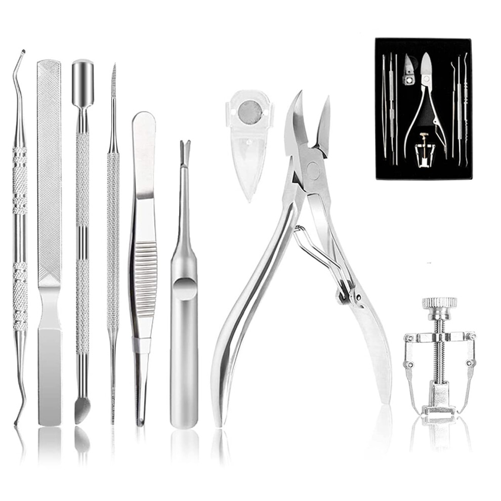 Ingrown Toenail Tool Kit (9PcS), Professional Toe Nail clipper Set for Ingrown & Thick Nail, Stainless Steel Ingrown Toenail Kit, Surgery grade Manic