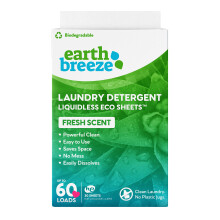 Earth Breeze Laundry Detergent Sheets - Fresh Scent - No Plastic Jug (60 Loads) 30 Sheets, Liquidless Technologya