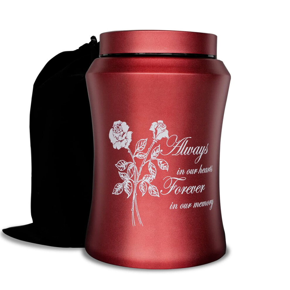Large Cremation Urns for Adult Human Ashes  Up to 220 lbs Decorative Urn with Flower Design for Female Male Ashes with Velvet Bag(Rose of Lo
