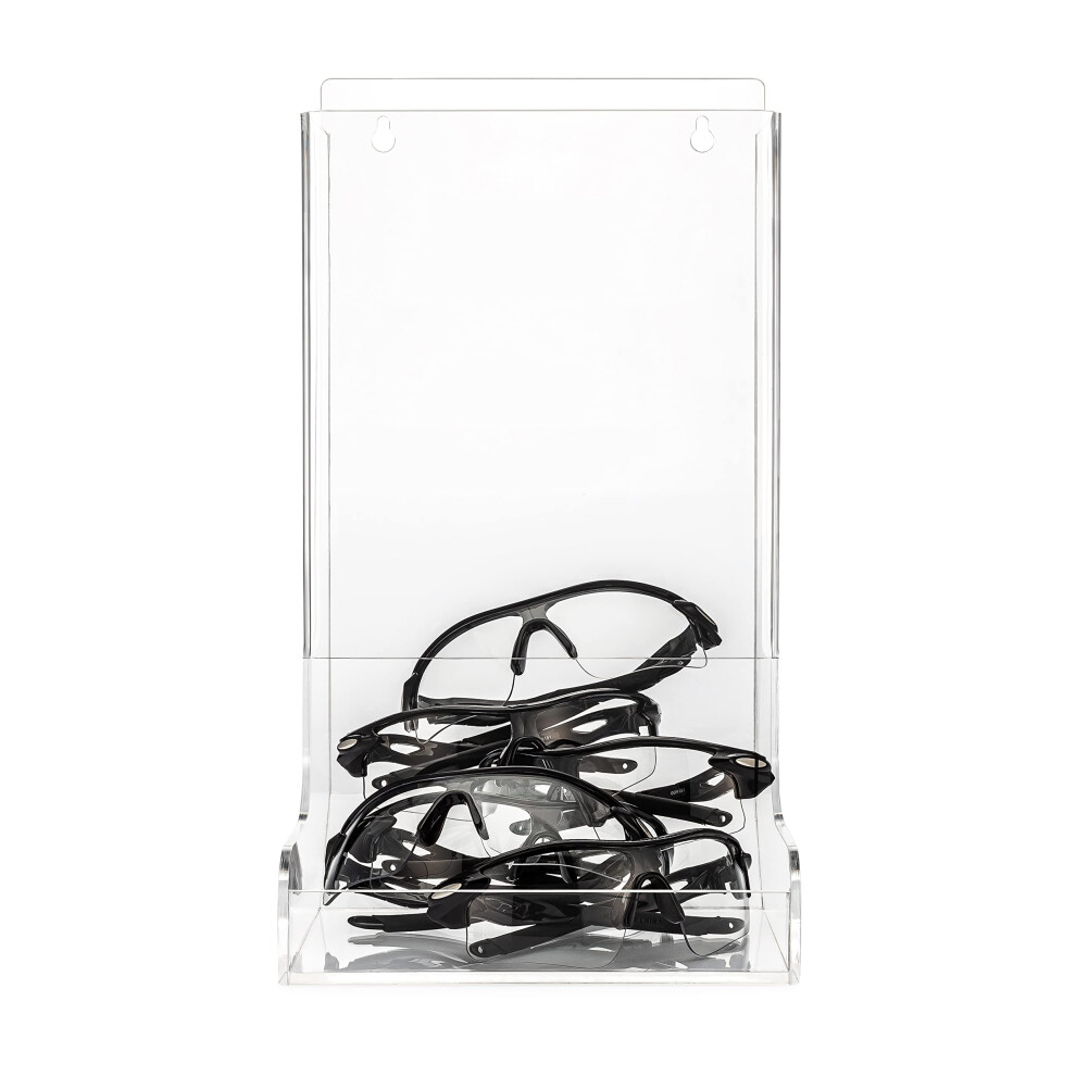 SimplyImagine Safety Glasses Dispenser - Acrylic Holder for Protective Eyewear, Stand or Wall Mount, Use in Hard Hat, Industrial, Dental, Lab Setting