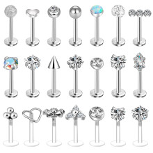ONESING 21 Pcs 16G Tragus Earrings for Women Tragus Jewelry Cartilage Earring Tragus Earrings Studs Labret Jewelry Piercing Barbell Lip Studs Stainle