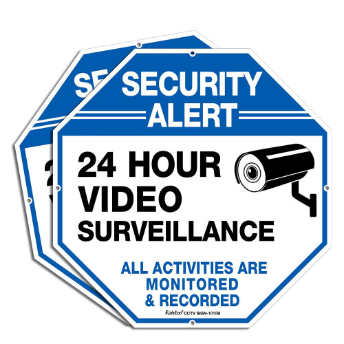 2-Pack Video Surveillance Signs, 10 x 10 Αλουμινένια Σημάδια Ασφάλειας για CCTV