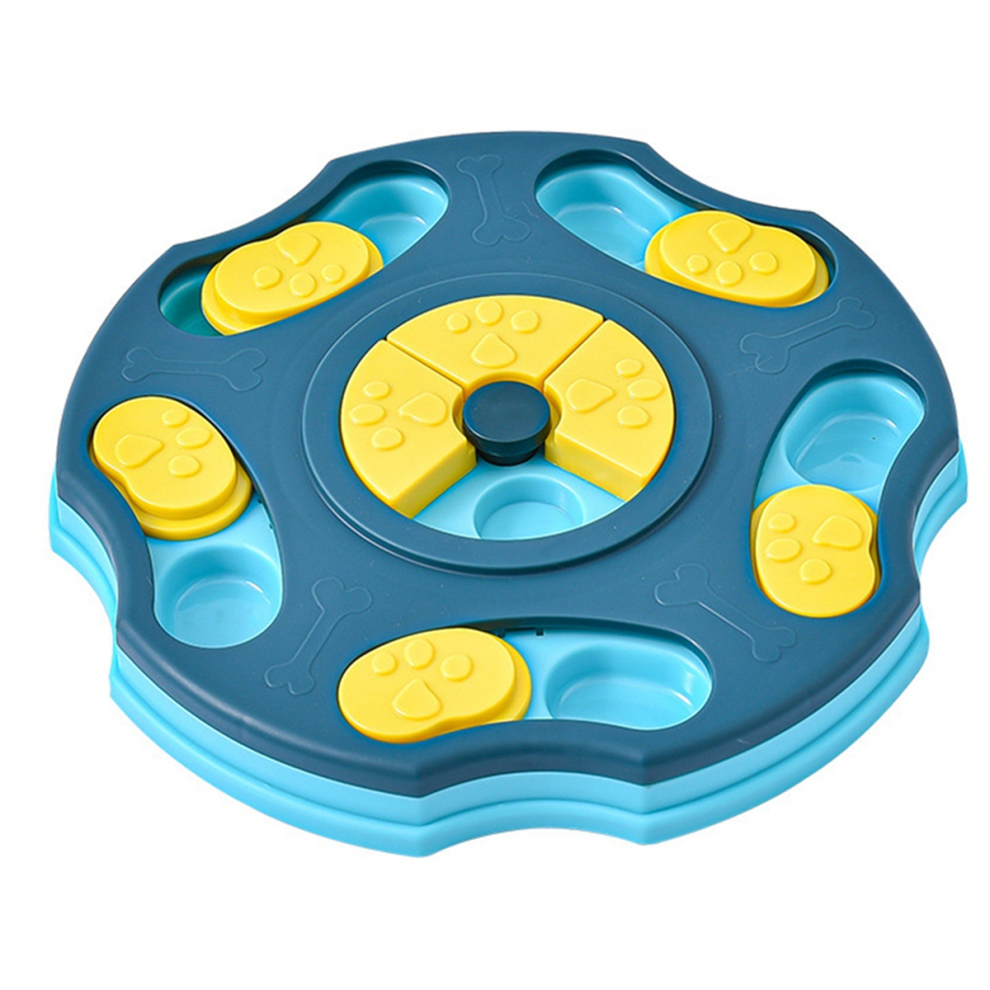 Puzzle pour Chien, Plateau Tournant, Jouet éDucatif, Bol de Nourriture Interactif qui Fuit, à Manger Lentement (Bleu)