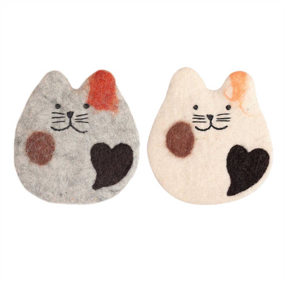 Sous-Verres de en Laine FeutréE à la Main pour Bureau et Table - Ensemble Dessous Verre Chaton Mignon Chaudes Froides