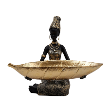 Black Woman Resin Tray - Luxury Home Decor Fruit Bowl Ornaments