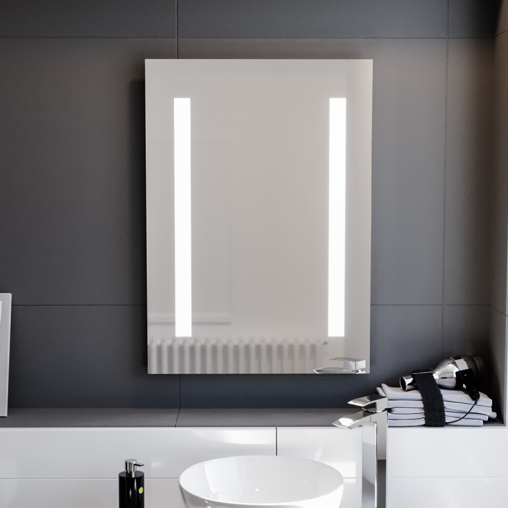Nes Home Bathroom LED Mirror Battery Powered Button Switch 500 x 700mm
