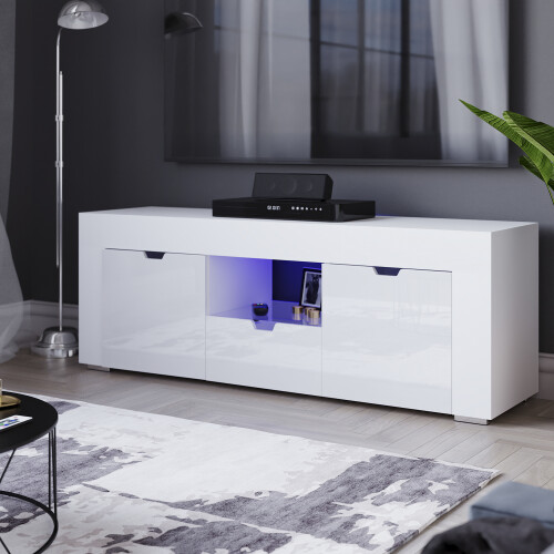 Vida Designs (White) Eclipse LED TV Unit 2 Door 1 Drawer Storage