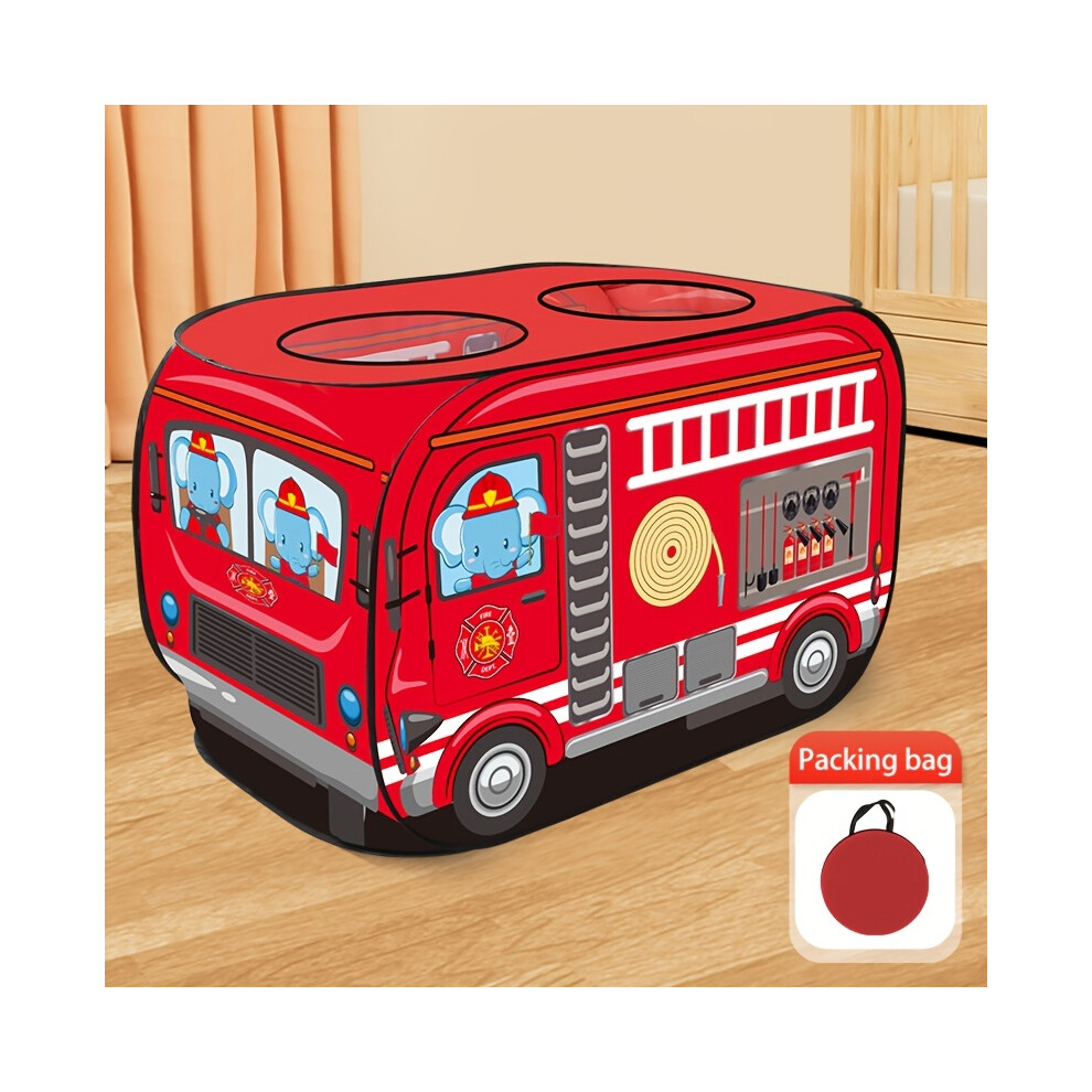 (Fire Truck) Youngsters' Pop-Up Cartoon Bus Play Tent - Foldable Indoor/Outdoor Game House, No Installation Needed, Easy to Carry, Perfect Holiday Gif-image-OPC-PG8MVKS-NEW
