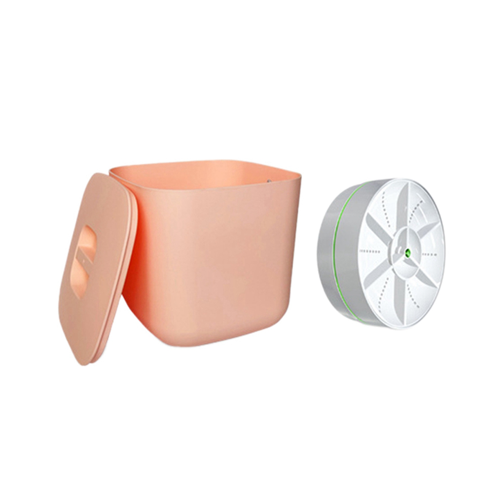 Mini Lave-Linge Portable Lave-Vaisselle à Turbine Rotative USB pour Chaussettes Sous-VêTements Laver la Vaisselle le Voyage -Rose