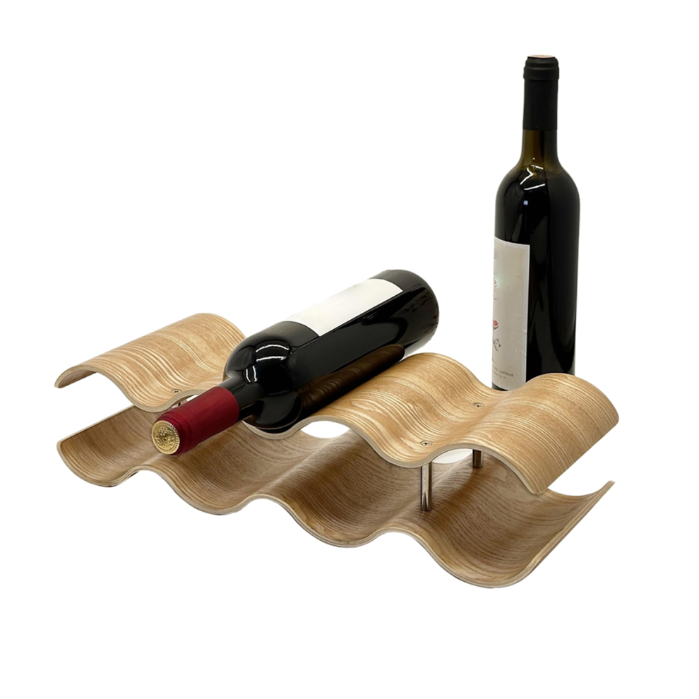 Casier à Vin en Bois Ondulé pour Rangement de Bouteilles Vin, Armoire, Garde-Manger, Cuisine, Bar, Comptoir Rangement, Présentoir