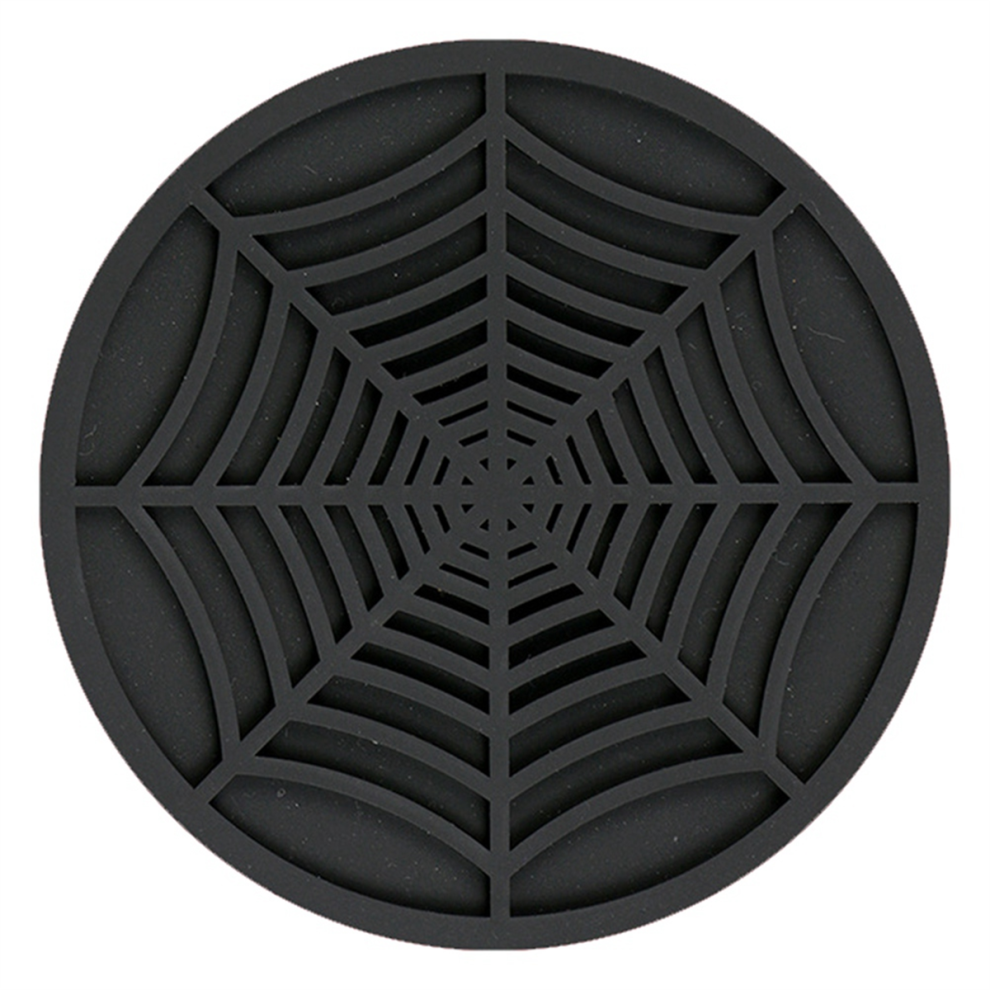 Sottobicchieri Nel Silicone Forma Ragnatela Per Bevande-Confezione Da 6 Bevande Un Dal Design Unico, Set Di Neri 4 Pollici, Nero-image