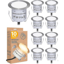 (As show, One size) Recessed LED Deck Light Kit (Pack of 10), 12V Low Voltage Landscape Lighting, IP67 Waterproof Outdoor Step Light, Warm White Deck Lighting for Garden,