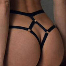 (XL, Black) Women's Charming Lace Up Thongs Lingerie Crotchless G-string Panties Strappy Body Harness Panties Gifts For Valentine