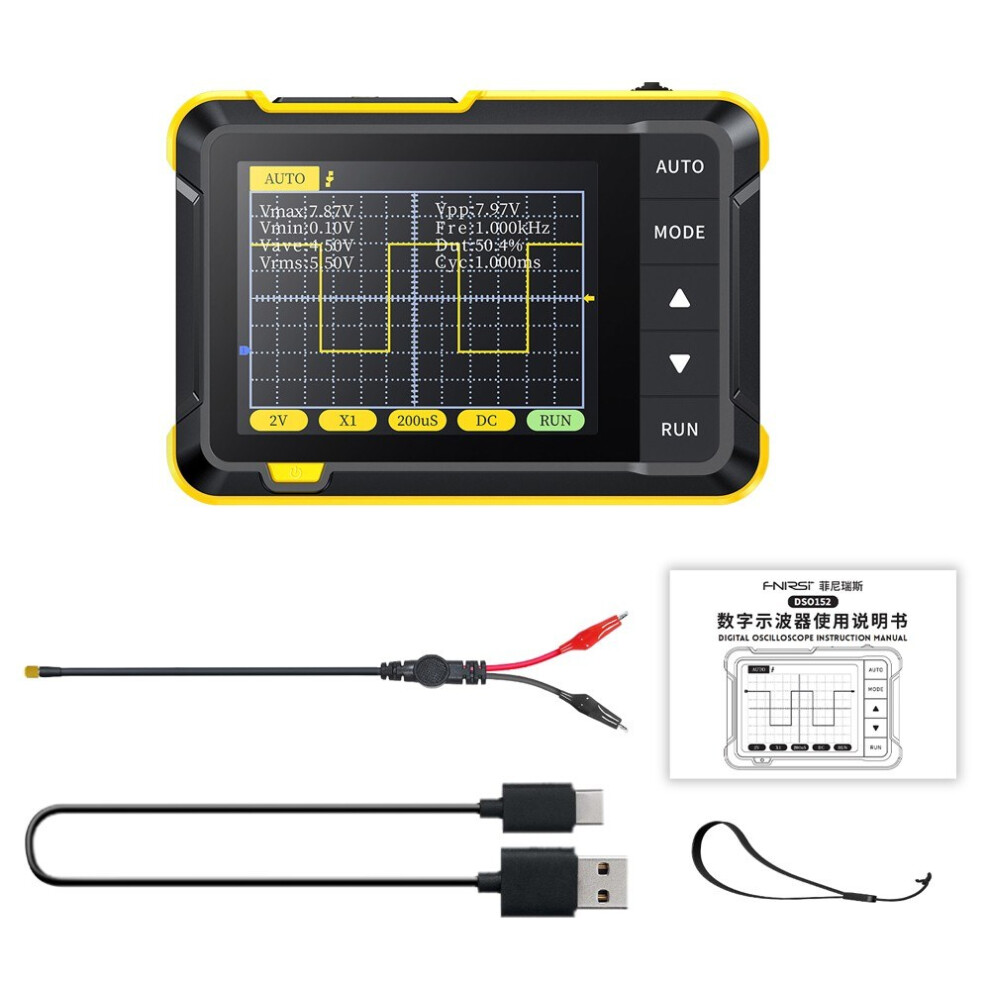 (Standard Configuration) Handheld Digital Oscilloscope Portable 400V Voltage Measurement 200Khz Bandwidth 2.5Ms/S Real-Time Sampling Rate 2.8-Inch Scr 4006889789674