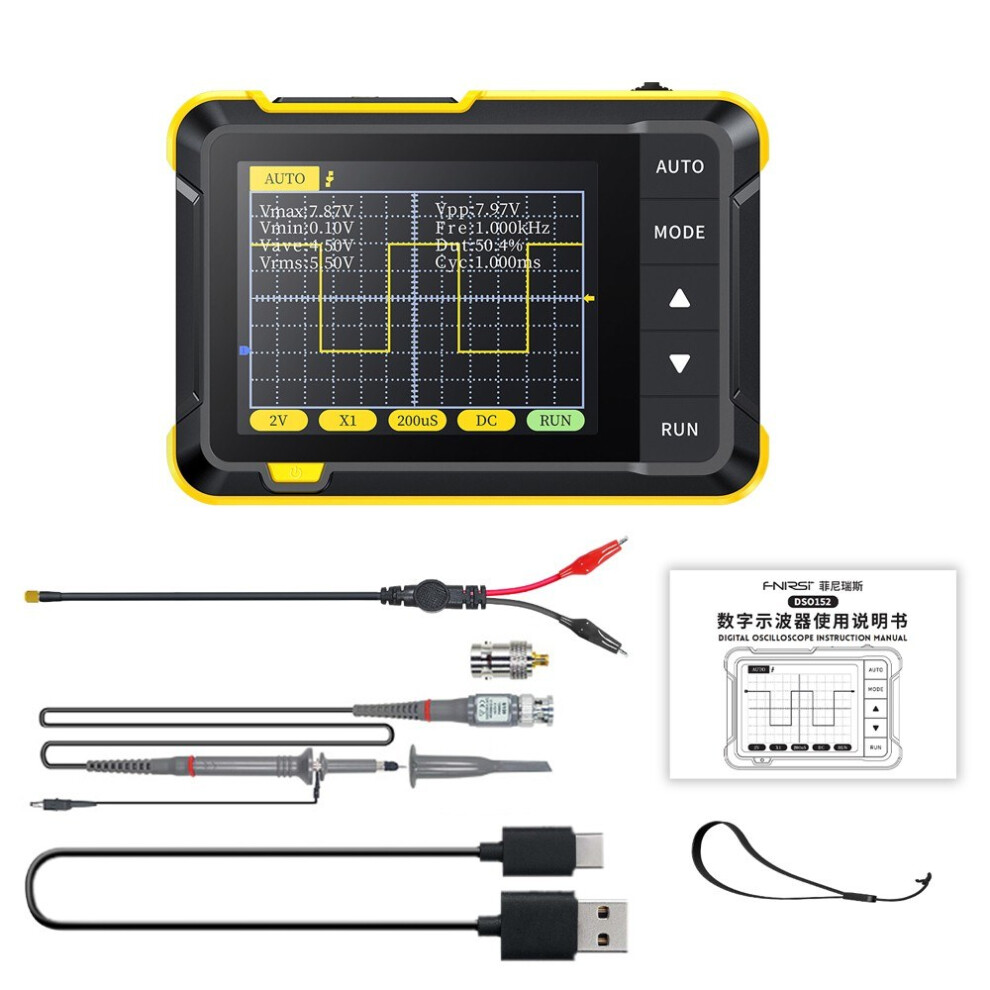 (High Configuration) Handheld Digital Oscilloscope Portable 400V Voltage Measurement 200Khz Bandwidth 2.5Ms/S Real-Time Sampling Rate 2.8-Inch Screen 4006889789681