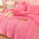 (Bright Pink Color, double(200cm*200cm)) 3pcs Solid Color Long Plush Three Piece Set 1