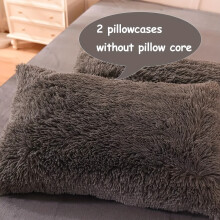 (grey, single(135cm*200cm)) 3pcs Solid Color Long Plush Three Piece Set