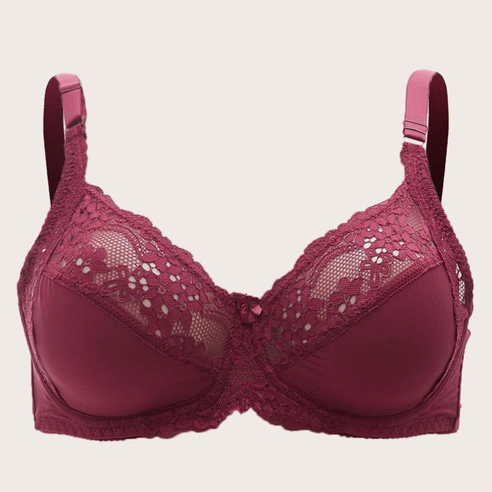 (red, 95C) Women Bras Fashion Sexy Lace Bra Push Up Plus Size Bralette Thin Cup Underwire Bras Underwire Lingerie Underwear Top