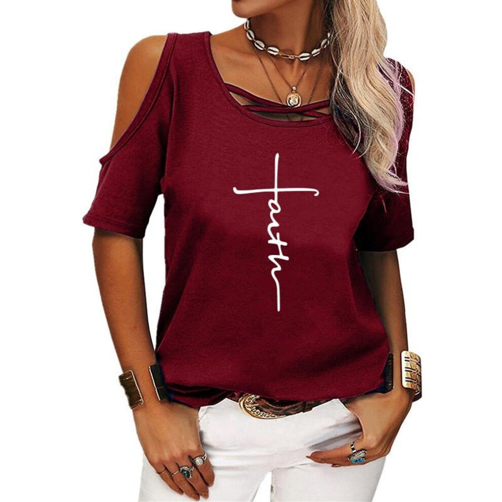 (wine red, 5Xl) Women Casual Printed T-shirt Summer Fashion Round Collar Short Sleeve Top Pullover Loose Blouses Ladies Tee Shirt