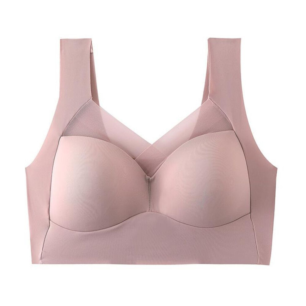 (pink, L) Women Sport Bras Lace Plus Size Bralette Backless Seamless Bra Brassiere Vest Gathers Shock-proof Gym Fitness Crop-top Yoga Exercise Tank Bra