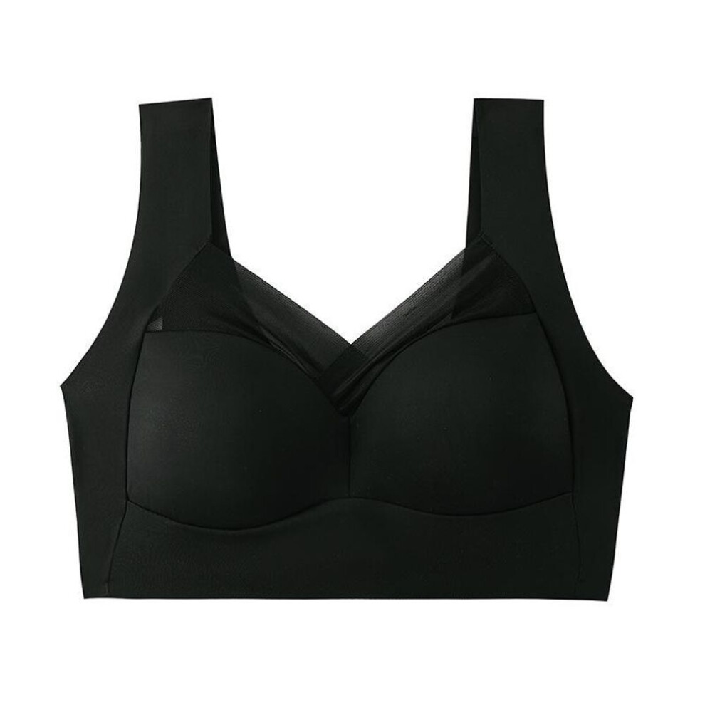 (black, L) Women Sport Bras Lace Plus Size Bralette Backless Seamless Bra Brassiere Vest Gathers Shock-proof Gym Fitness Crop-top Yoga Exercise Tank Bra