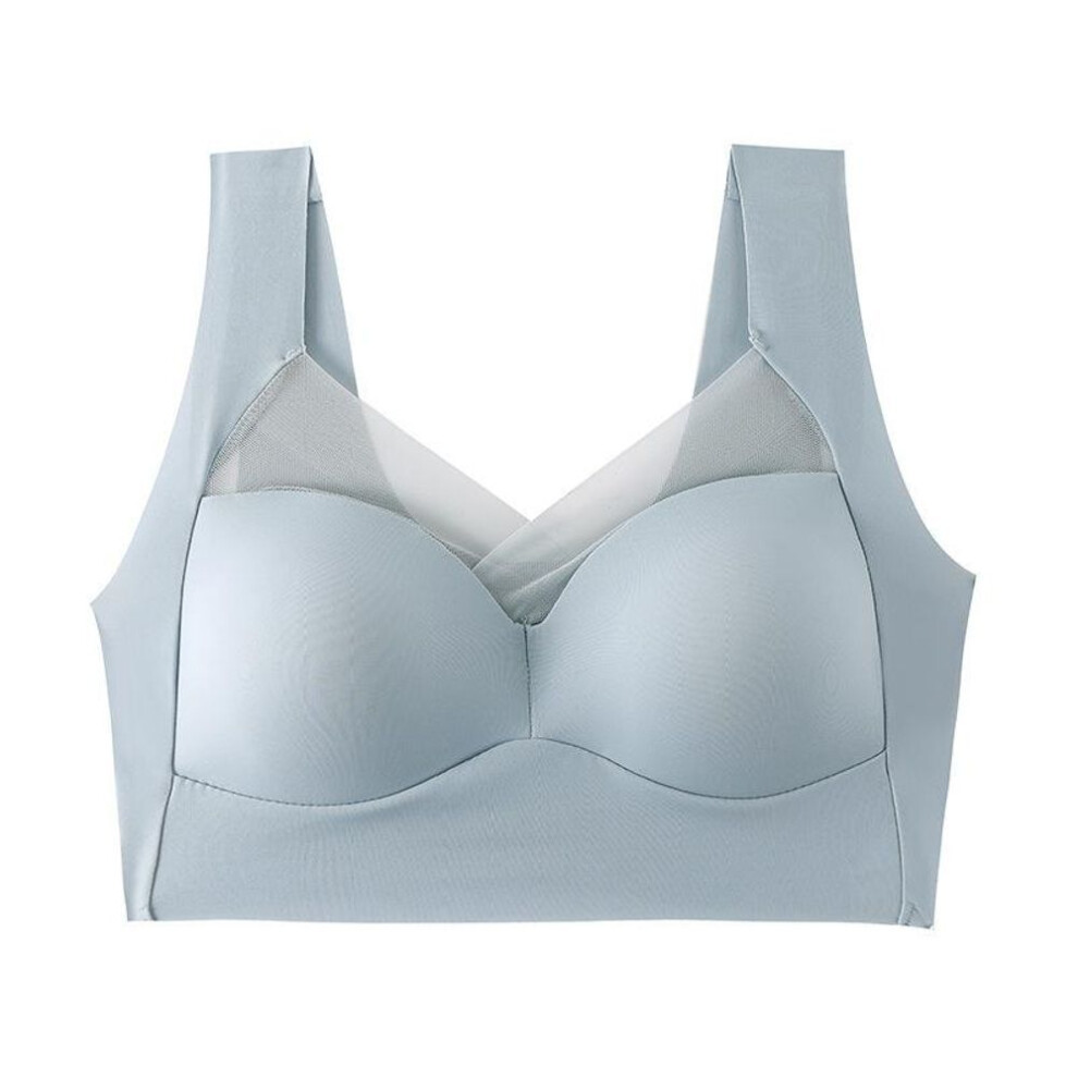 (blue, XL) Women Sport Bras Lace Plus Size Bralette Backless Seamless Bra Brassiere Vest Gathers Shock-proof Gym Fitness Crop-top Yoga Exercise Tank Bra