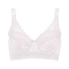 (white, 46/105) Plus Size Women's Bra with Floral Lace and Steel Ring