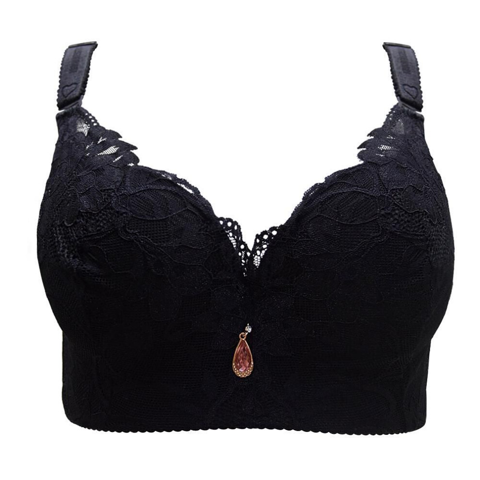 (black, 42B) Fallsweet Women Bras Push Up Lace Bra Sexy Plus Size Brassiere Comfort Underwear Female