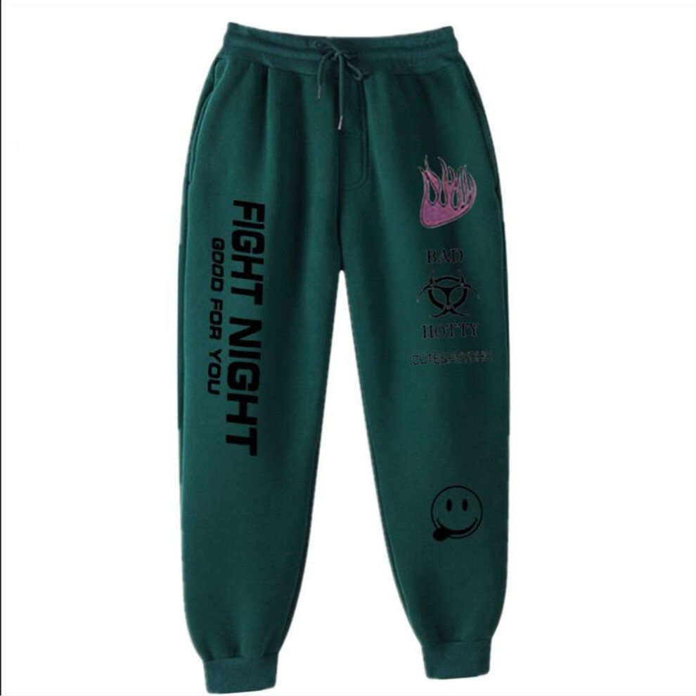 (green, XXXL) Letter Print Sweatpants Baggy Pants Women Joggers Harajuku Wide Leg Pencil Trousers Loose High Waist Sweat Pants Fight Night