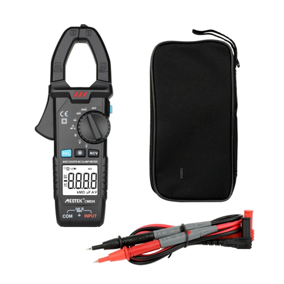 (A) Mestek Digital Lamp Storage 600A Ac Current 600V Ac/Dc Voltage Capacitance Measurement Data Reserved Backlight Ncv Tester Multi-Test Table 4006889789766