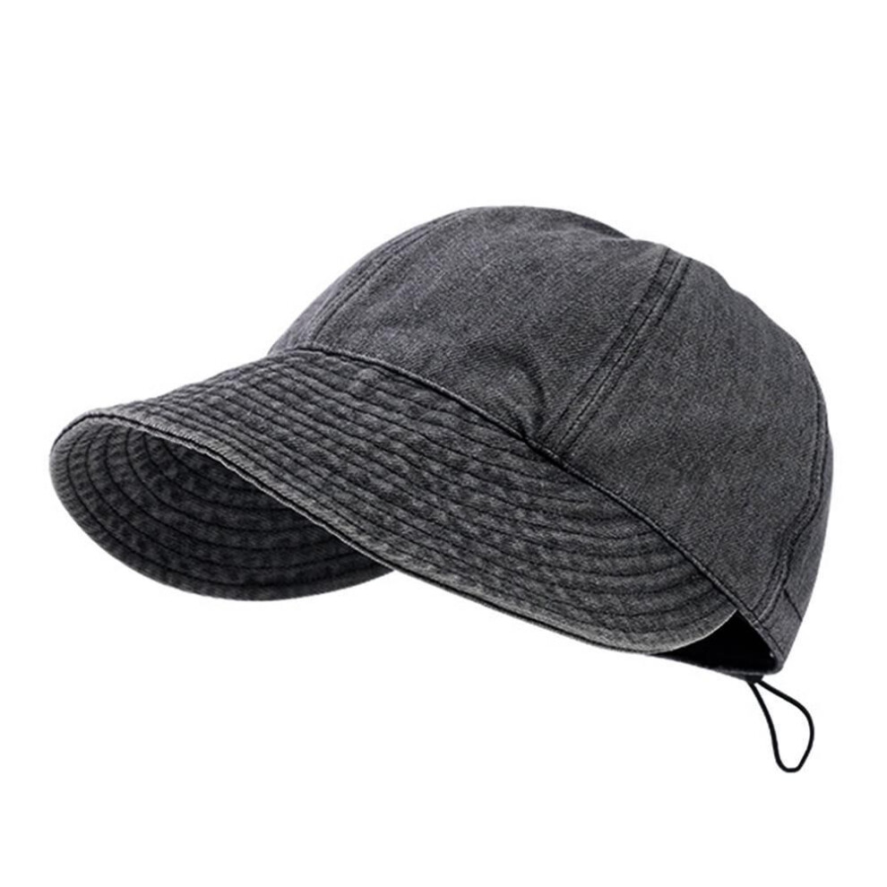 (grey) Summer Sun Hat Foldable Wide Brim Women Bucket Hat Adjustable Outdoor Beach Panama Caps Ponytail Fisherman Cap