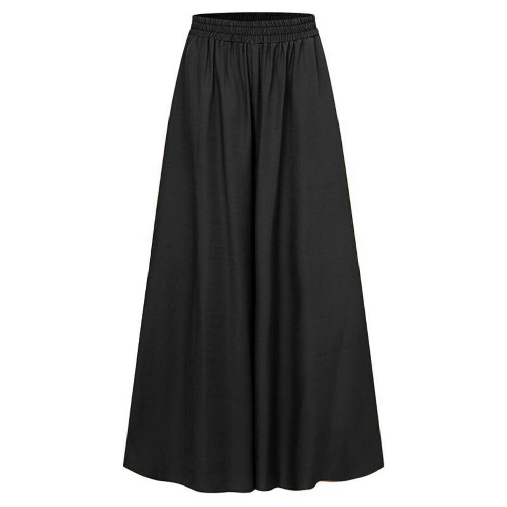 (black, L) Spring Autumn Band Leg Pants Female Solid Wide Full Length Pants Female Ladies Trousers Plus Size