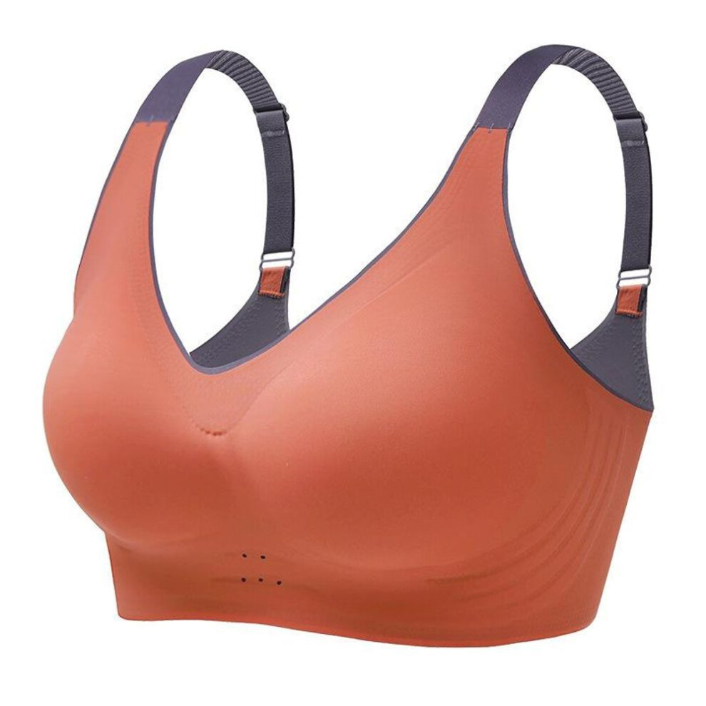 (orange, L) Plus Size Bra Sexy Bra Seamless Wireless Bras For Women Soft Padded Bralette Sports Brassiere Female Lingerie M To 6xl