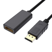 Adaptador DP a HDMI 4K 30 Hz chapado en oro, convertidor DisplayPort macho a HDMI hembra con audio (negro)