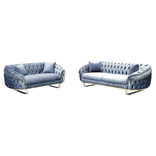 (Grey) The London Modern Chesterfield 3+2 Sofa Set 2