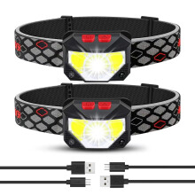 Chronus Headlamp Rechargeable 2 Pack, Bright LED Head Lamp Outdoor 1100 Lumen Headlight with White Red Light, Motion Sensor Waterproof 8 Modes
