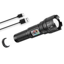 Linternas recargables de alto lumen, linterna táctica de mano LED impermeable de 990000 lúmenes, luz de flash súper brillante con linterna