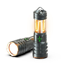 Linterna de camping 2 en 1 recargable de 5000 mAh con cuerpo de aluminio, 5000 lúmenes reales, luz de camping para exteriores.