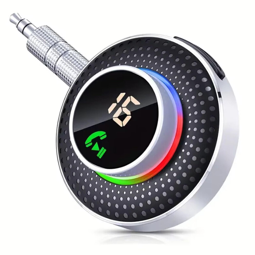 Chronus Bluetooth 5.3 Receiver For Car, 3.5Mm Aux Adapter Led Battery Display With Rgb Ambient Wireless Audio Receiver For Car/Home Light 6976918053206