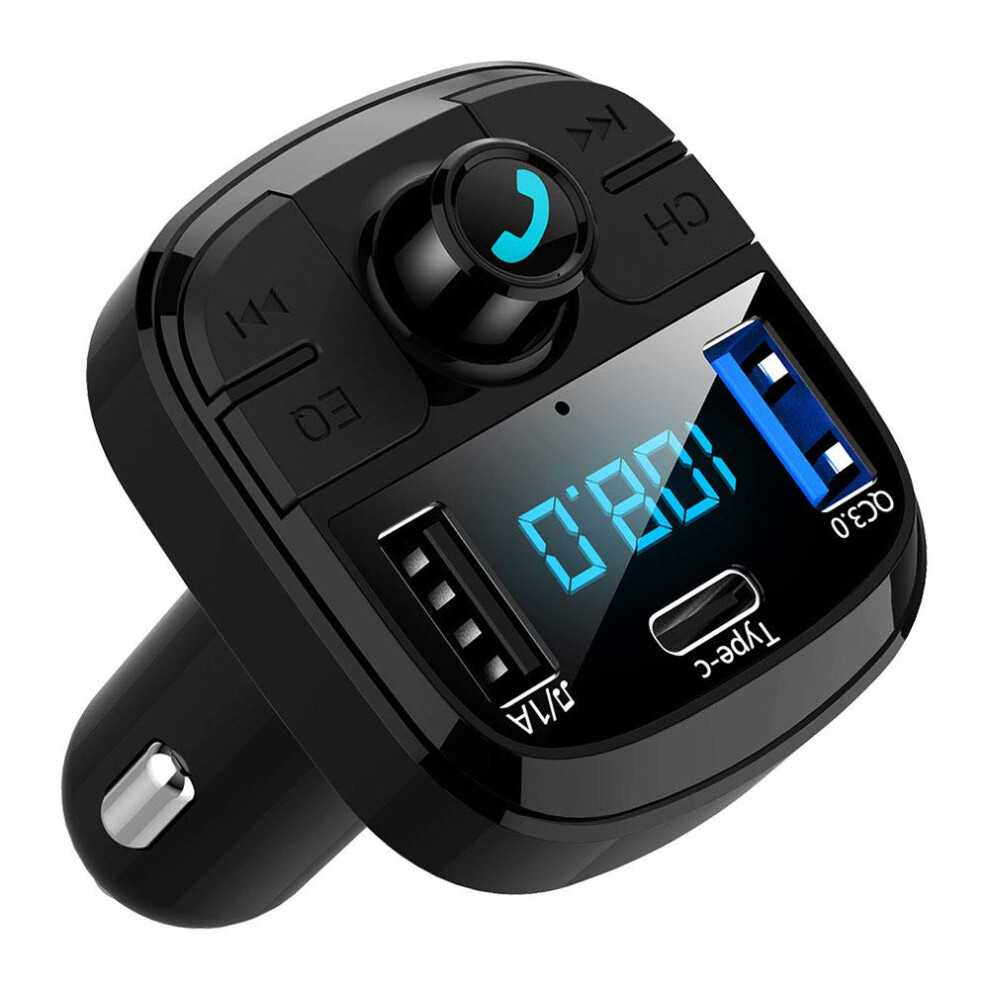 Chronus Bluetooth Fm Transmitter For Car, Wireless Bluetooth 5.0 In-Car Radio Adapter Car Kit With Handsfree Calling Usb Ports Support Tf Card U-Disk 6976918053282