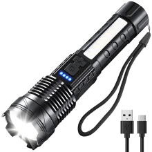 Linternas LED recargables, luz de flash superbrillante, 7 modos con luz de trabajo COB, IPX6 a prueba de agua, luz de flash portátil