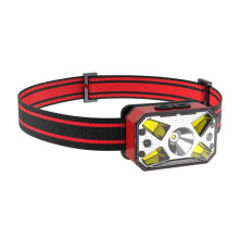 Lithium Battery Induction Headlight Led Outdoor Strong Light Head-Mounted Torch Type-C Rechargeable Wild Fishing Headlight(Red)