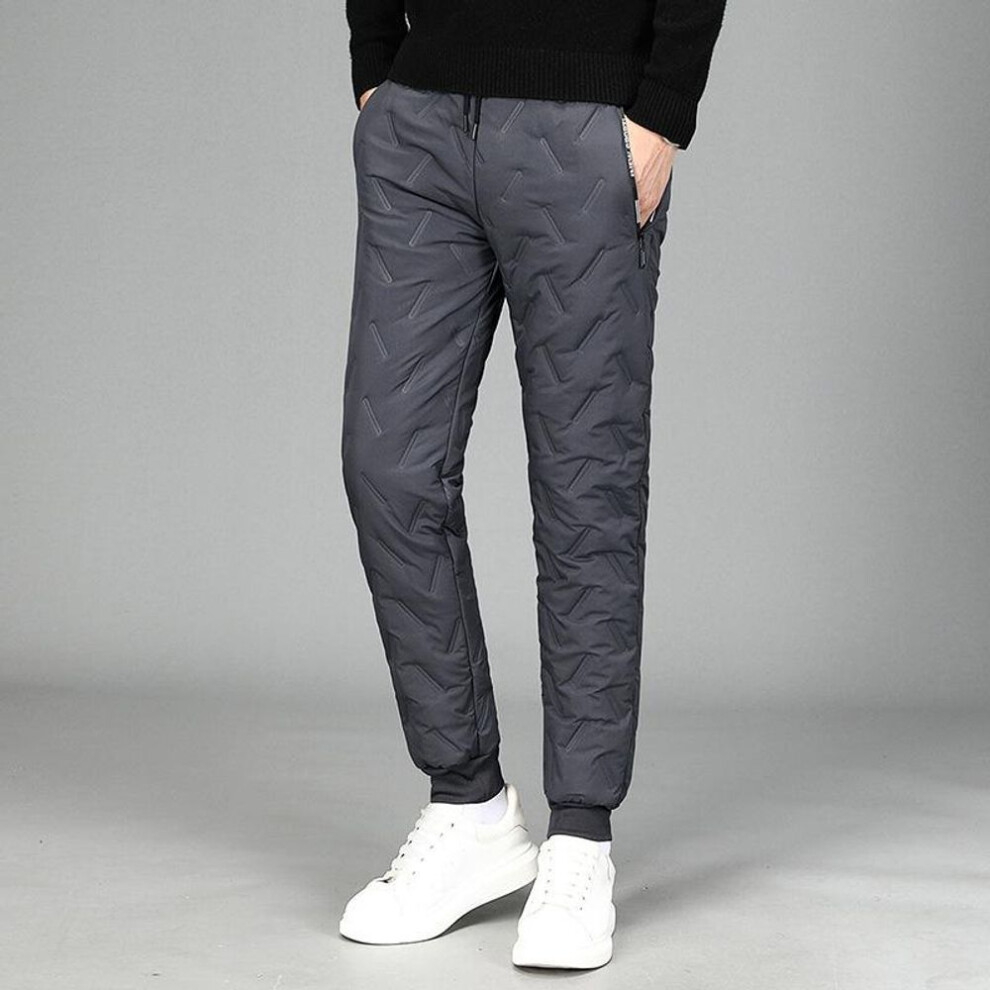 (grey, 2XL) Men's Winter Fleece Lined Joggers Thermal Trousers Outdoor Athletic Running Sweatpants Warm Pants Casual Thickened Breathable Pants for Male