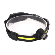 USB Rechargeable LED Headlamp Bright Sensing XPG COB Zoom Mainlamp Flashlight Headband Light for Camping Fishing(Black)