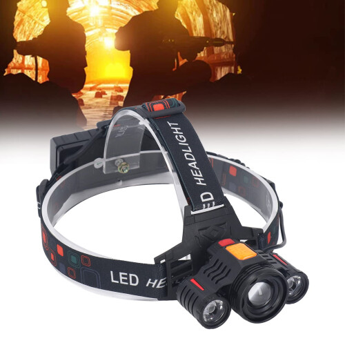 Rechargeable Headlamp, Headlamp Flashlight Work Headlight Modes Angle Adjustable Waterproof USB Charging Work Light for Outdoor Use(Black) 2