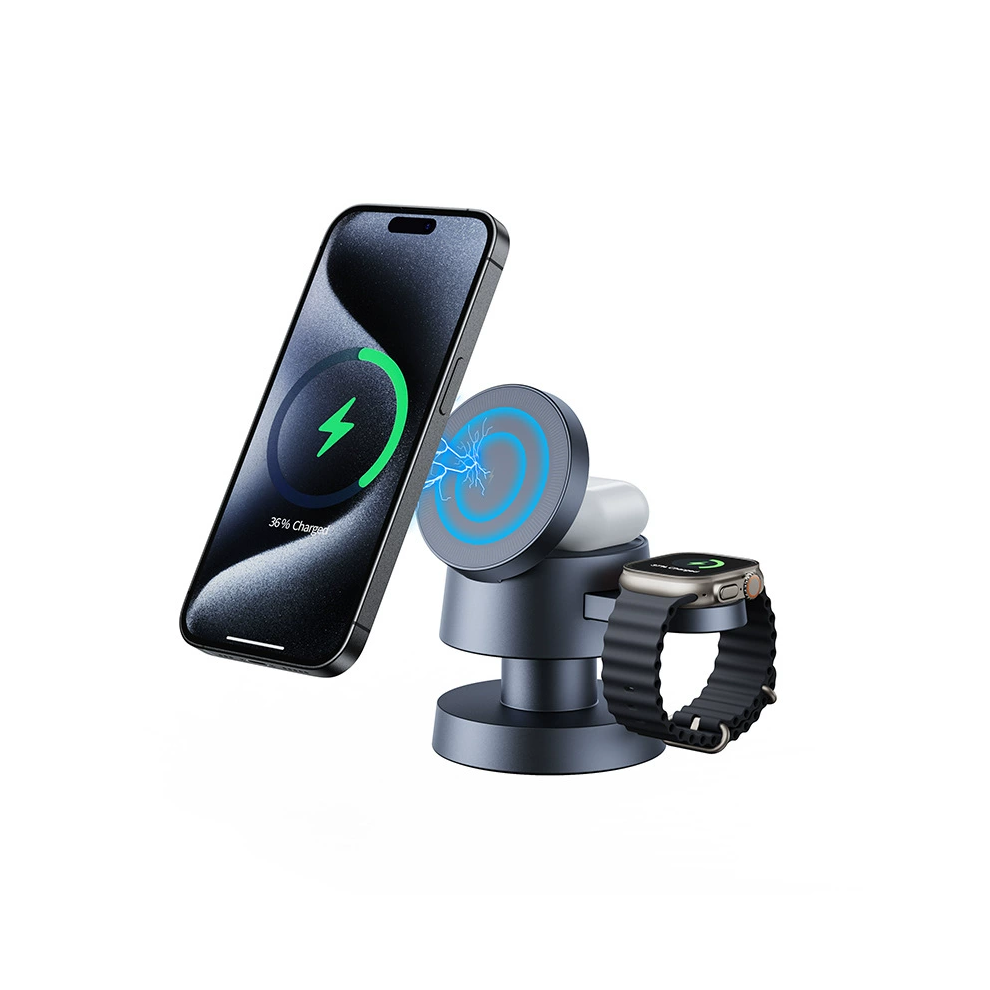 Chronus 3 In 1 Wireless Charging Station 22.5 W With Mushroom For Apple Magsafe Magnetic Charging, Iwatch, Airpods Light 6976918052384