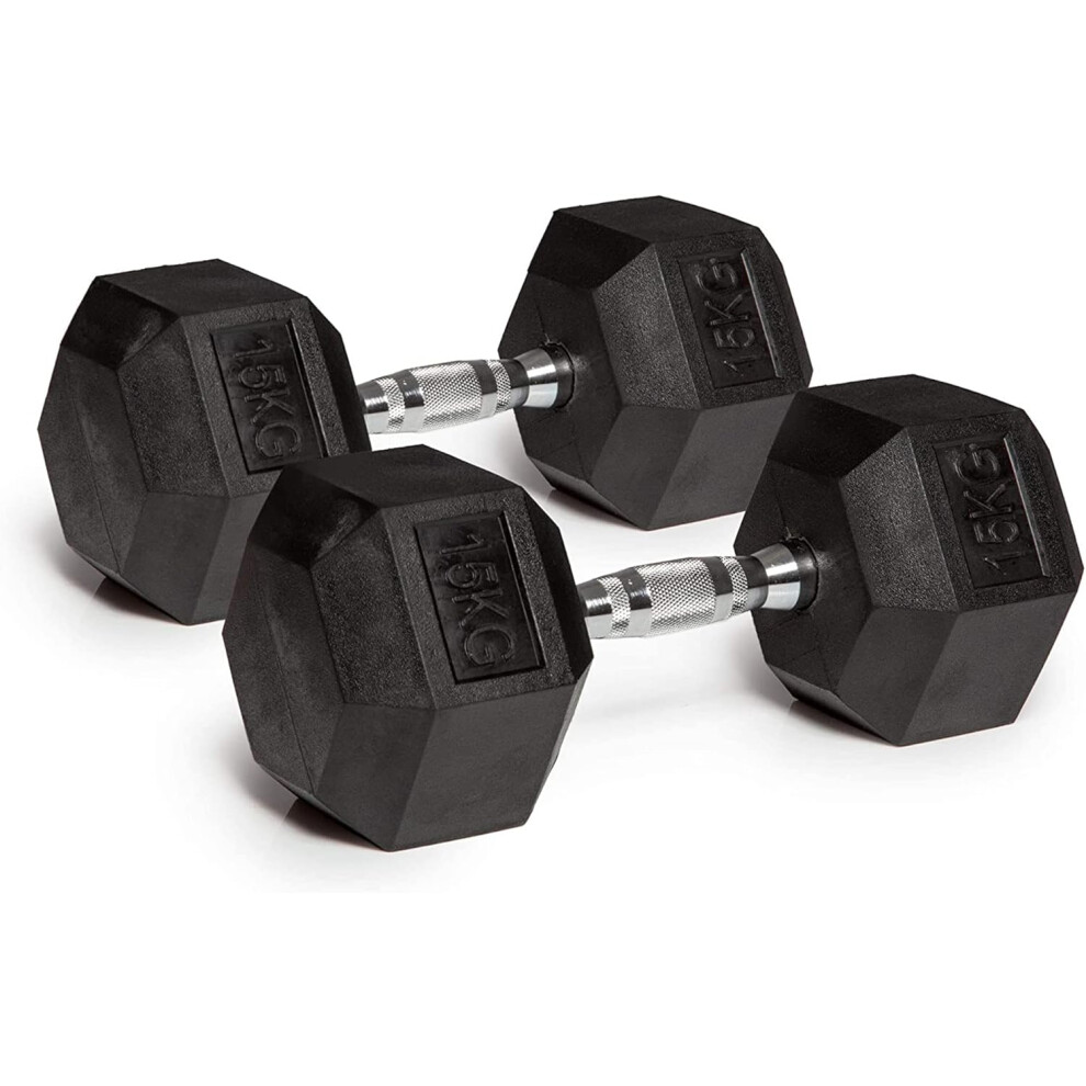 Photos - Barbells & Dumbbells  Hex Dumbbells Rubber Weight Set for Home Gym(15 KG, Single)
