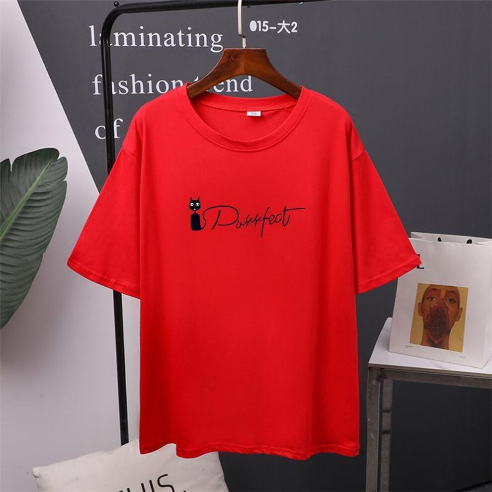 (red, XXL) TWINFLAMES Kawaii Clothes Women Oversized Cotton Tees Summer New Printed T Shirt Soft Female Jumper Top