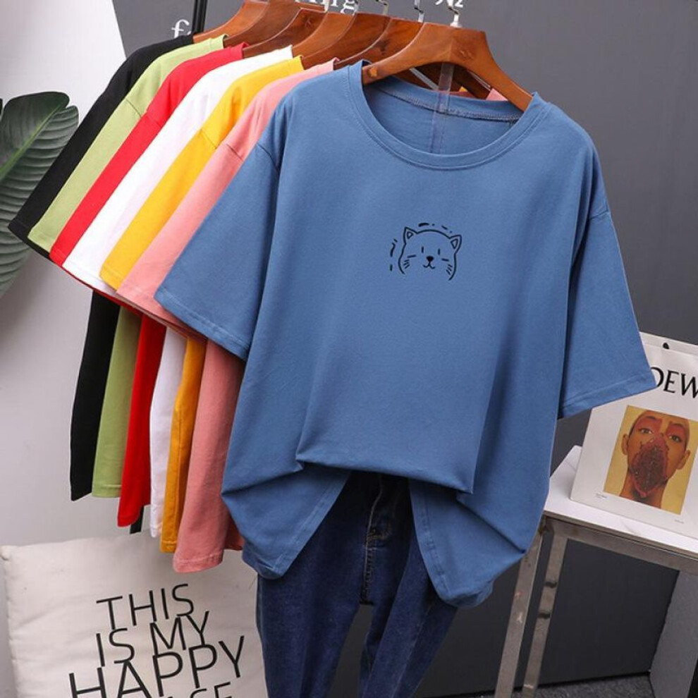 (blue, XL) TWINFLAMES Kawaii Summer T Shirt Women Oversized Soft Tees Cotton Loose Bouses Tops