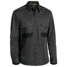 (Charcoal, 5XL) Bisley FLX & MOVE Stretch Work Shirt Durable, Reflective